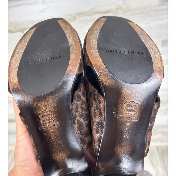 Donald J Pliner Women’s 7 Cheetah Print Leather Shimmer Slingback Peep Toe Heels - Picture 6 of 10